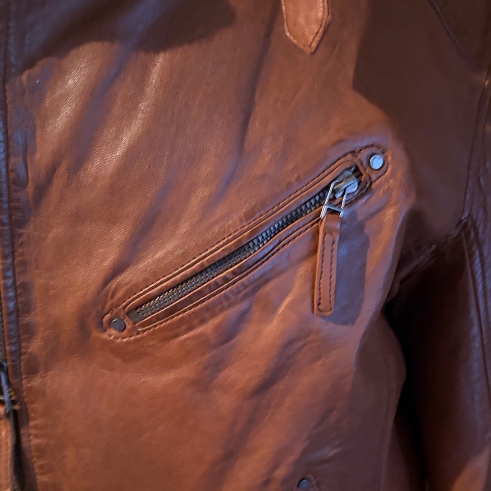 Mauritius men’s Malic cognac leather jacket. Sz XL but runs small. - Picture 3 of 12